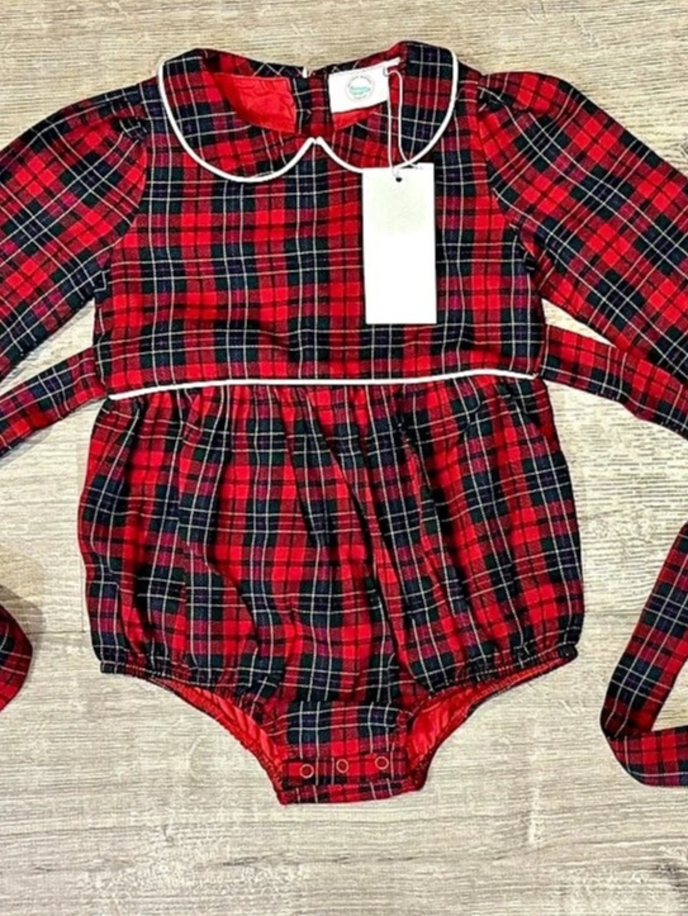 Southern Smocked Plaid Long Sleeve Bubble Romper